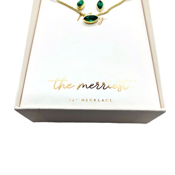 May Birthstone Necklace Earrings Lauren Conrad Christmas Gift Box Green Crystals - Picture 6 of 10